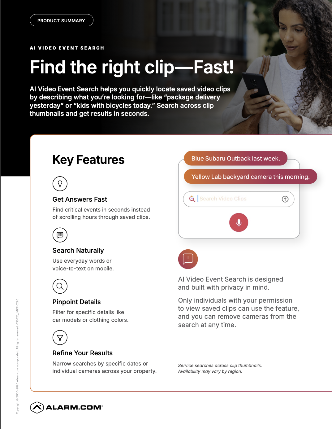 Alarm.com AI Activity Search Feature Overview